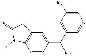 5-[amino(5-bromopyridin-3-yl)methyl]-1-methyl-2,3-dihydro-1H-indol-2-one Struktur