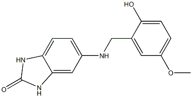 5-{[(2-hydroxy-5-methoxyphenyl)methyl]amino}-2,3-dihydro-1H-1,3-benzodiazol-2-one Struktur