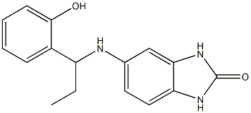 5-{[1-(2-hydroxyphenyl)propyl]amino}-2,3-dihydro-1H-1,3-benzodiazol-2-one Struktur