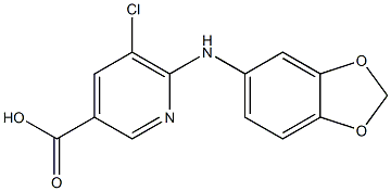 6-(2H-1,3-benzodioxol-5-ylamino)-5-chloropyridine-3-carboxylic acid Struktur