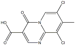 7,9-dichloro-8-methyl-4-oxo-4H-pyrido[1,2-a]pyrimidine-3-carboxylic acid Struktur