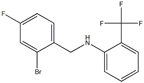 N-[(2-bromo-4-fluorophenyl)methyl]-2-(trifluoromethyl)aniline Struktur