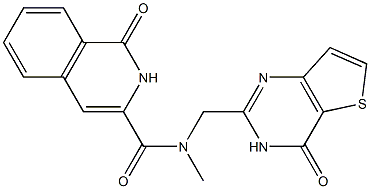 3-Isoquinolinecarboxamide,  N-[(3,4-dihydro-4-oxothieno[3,2-d]pyrimidin-2-yl)methyl]-1,2-dihydro-N-methyl-1-oxo- Struktur