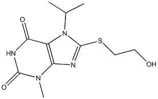 8-[(2-hydroxyethyl)sulfanyl]-7-isopropyl-3-methyl-3,7-dihydro-1H-purine-2,6-dione Struktur