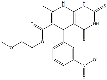 2-methoxyethyl 5-{3-nitrophenyl}-7-methyl-4-oxo-2-thioxo-1,2,3,4,5,8-hexahydropyrido[2,3-d]pyrimidine-6-carboxylate Struktur