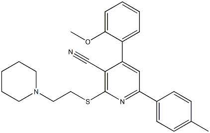 4-(2-methoxyphenyl)-6-(4-methylphenyl)-2-{[2-(1-piperidinyl)ethyl]sulfanyl}nicotinonitrile Struktur