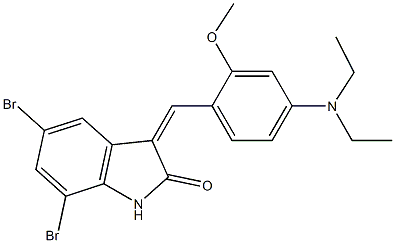 5,7-dibromo-3-[4-(diethylamino)-2-methoxybenzylidene]-1,3-dihydro-2H-indol-2-one Struktur