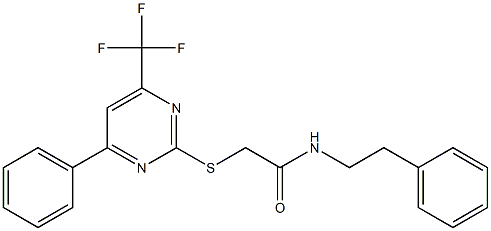 N-(2-phenylethyl)-2-{[4-phenyl-6-(trifluoromethyl)-2-pyrimidinyl]sulfanyl}acetamide Struktur