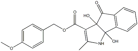 4-methoxybenzyl 3a,8b-dihydroxy-2-methyl-4-oxo-1,3a,4,8b-tetrahydroindeno[1,2-b]pyrrole-3-carboxylate Struktur