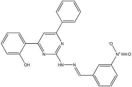 3-nitrobenzaldehyde [4-(2-hydroxyphenyl)-6-phenyl-2-pyrimidinyl]hydrazone Struktur