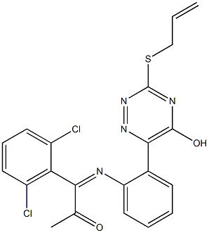 1-({2-[3-(allylsulfanyl)-5-hydroxy-1,2,4-triazin-6-yl]phenyl}imino)-1-(2,6-dichlorophenyl)acetone Struktur