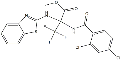 methyl 2-(1,3-benzothiazol-2-ylamino)-2-[(2,4-dichlorobenzoyl)amino]-3,3,3-trifluoropropanoate Struktur