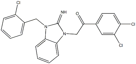 2-[3-(2-chlorobenzyl)-2-imino-2,3-dihydro-1H-benzimidazol-1-yl]-1-(3,4-dichlorophenyl)ethanone Struktur