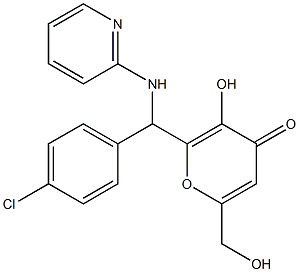 2-[(4-chlorophenyl)(2-pyridinylamino)methyl]-3-hydroxy-6-(hydroxymethyl)-4H-pyran-4-one Struktur