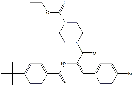 ethyl 4-{3-(4-bromophenyl)-2-[(4-tert-butylbenzoyl)amino]acryloyl}-1-piperazinecarboxylate Struktur