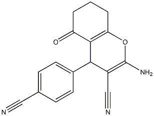 2-amino-4-(4-cyanophenyl)-5-oxo-5,6,7,8-tetrahydro-4H-chromene-3-carbonitrile Struktur