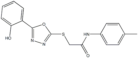 2-{[5-(2-hydroxyphenyl)-1,3,4-oxadiazol-2-yl]sulfanyl}-N-(4-methylphenyl)acetamide Struktur