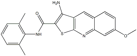 3-amino-N-(2,6-dimethylphenyl)-7-methoxythieno[2,3-b]quinoline-2-carboxamide Struktur