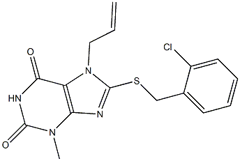 7-allyl-8-[(2-chlorobenzyl)sulfanyl]-3-methyl-3,7-dihydro-1H-purine-2,6-dione Struktur