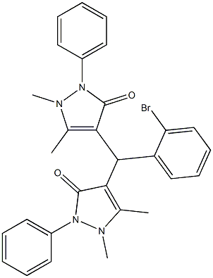 4-[(2-bromophenyl)(1,5-dimethyl-3-oxo-2-phenyl-2,3-dihydro-1H-pyrazol-4-yl)methyl]-1,5-dimethyl-2-phenyl-1,2-dihydro-3H-pyrazol-3-one Struktur