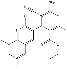 ethyl 6-amino-4-(2-chloro-6,8-dimethylquinolin-3-yl)-5-cyano-2-methyl-4H-pyran-3-carboxylate Struktur