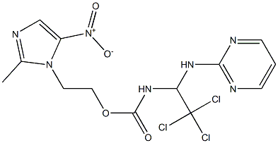 2-{5-nitro-2-methyl-1H-imidazol-1-yl}ethyl 2,2,2-trichloro-1-(2-pyrimidinylamino)ethylcarbamate Struktur