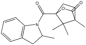 4,7,7-trimethyl-1-[(2-methyl-2,3-dihydro-1H-indol-1-yl)carbonyl]-2-oxabicyclo[2.2.1]heptan-3-one Struktur