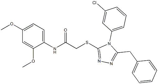 2-{[5-benzyl-4-(3-chlorophenyl)-4H-1,2,4-triazol-3-yl]sulfanyl}-N-(2,4-dimethoxyphenyl)acetamide Struktur