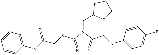 2-{[5-[(4-fluoroanilino)methyl]-4-(tetrahydro-2-furanylmethyl)-4H-1,2,4-triazol-3-yl]sulfanyl}-N-phenylacetamide Struktur