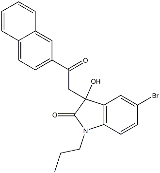 5-bromo-3-hydroxy-3-[2-(2-naphthyl)-2-oxoethyl]-1-propyl-1,3-dihydro-2H-indol-2-one Struktur