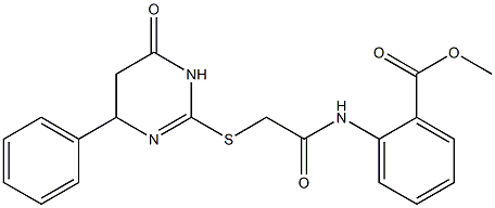 methyl 2-({[(6-oxo-4-phenyl-1,4,5,6-tetrahydro-2-pyrimidinyl)sulfanyl]acetyl}amino)benzoate Struktur