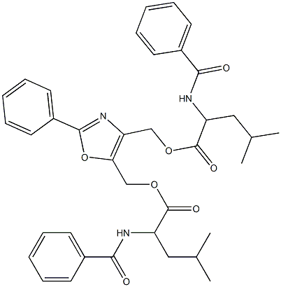 [4-({[2-(benzoylamino)-4-methylpentanoyl]oxy}methyl)-2-phenyl-1,3-oxazol-5-yl]methyl 2-(benzoylamino)-4-methylpentanoate Struktur