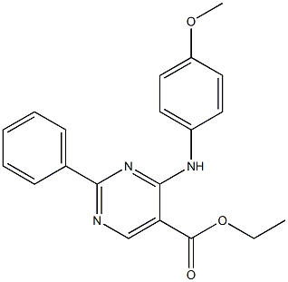 ethyl 4-(4-methoxyanilino)-2-phenyl-5-pyrimidinecarboxylate Struktur