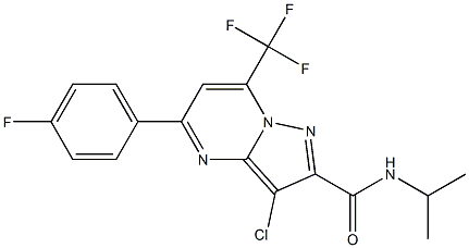 3-chloro-5-(4-fluorophenyl)-N-isopropyl-7-(trifluoromethyl)pyrazolo[1,5-a]pyrimidine-2-carboxamide Struktur