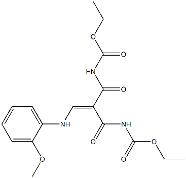 ethyl 2-{[(ethoxycarbonyl)amino]carbonyl}-3-(2-methoxyanilino)acryloylcarbamate Struktur