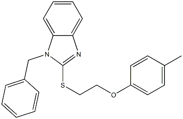 1-benzyl-2-{[2-(4-methylphenoxy)ethyl]sulfanyl}-1H-benzimidazole Struktur