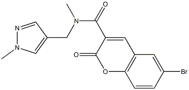 6-bromo-N-methyl-N-[(1-methyl-1H-pyrazol-4-yl)methyl]-2-oxo-2H-chromene-3-carboxamide Struktur