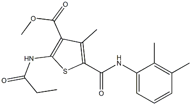 methyl 5-{[(2,3-dimethylphenyl)amino]carbonyl}-4-methyl-2-(propanoylamino)thiophene-3-carboxylate Struktur