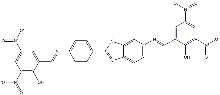 2-[({2-[4-({2-hydroxy-3,5-bisnitrobenzylidene}amino)phenyl]-1H-benzimidazol-6-yl}imino)methyl]-4,6-bisnitrophenol Struktur