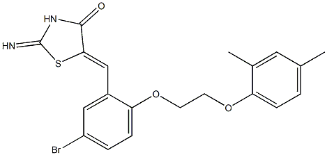 5-{5-bromo-2-[2-(2,4-dimethylphenoxy)ethoxy]benzylidene}-2-imino-1,3-thiazolidin-4-one Struktur