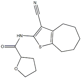 N-(3-cyano-5,6,7,8-tetrahydro-4H-cyclohepta[b]thien-2-yl)tetrahydro-2-furancarboxamide Struktur