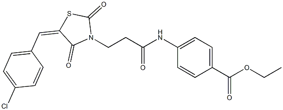 ethyl 4-({3-[5-(4-chlorobenzylidene)-2,4-dioxo-1,3-thiazolidin-3-yl]propanoyl}amino)benzoate Struktur