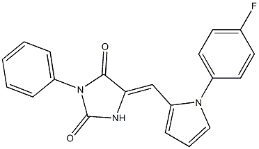 5-{[1-(4-fluorophenyl)-1H-pyrrol-2-yl]methylene}-3-phenylimidazolidine-2,4-dione Struktur