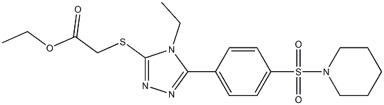 ethyl ({4-ethyl-5-[4-(1-piperidinylsulfonyl)phenyl]-4H-1,2,4-triazol-3-yl}sulfanyl)acetate Struktur