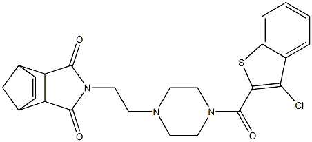 4-(2-{4-[(3-chloro-1-benzothien-2-yl)carbonyl]-1-piperazinyl}ethyl)-4-azatricyclo[5.2.1.0~2,6~]dec-8-ene-3,5-dione Struktur