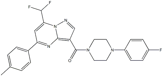 7-(difluoromethyl)-3-{[4-(4-fluorophenyl)-1-piperazinyl]carbonyl}-5-(4-methylphenyl)pyrazolo[1,5-a]pyrimidine Struktur