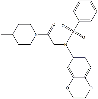 N-(2,3-dihydro-1,4-benzodioxin-6-yl)-N-[2-(4-methyl-1-piperidinyl)-2-oxoethyl]benzenesulfonamide Struktur