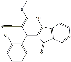 4-(2-chlorophenyl)-2-(methylthio)-5-oxo-4,5-dihydro-1H-indeno[1,2-b]pyridine-3-carbonitrile Struktur