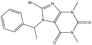 8-bromo-1,3-dimethyl-7-(1-phenylethyl)-3,7-dihydro-1H-purine-2,6-dione Struktur