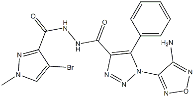 1-(4-amino-1,2,5-oxadiazol-3-yl)-N'-[(4-bromo-1-methyl-1H-pyrazol-3-yl)carbonyl]-5-phenyl-1H-1,2,3-triazole-4-carbohydrazide Struktur